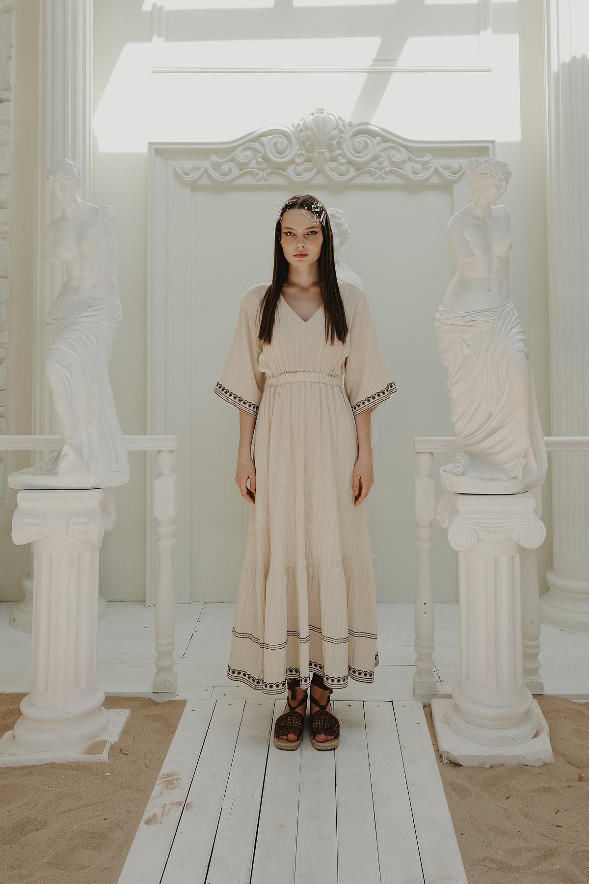 flowy goddess dress Light Blue Fashionable Elegant Greek Gown Long Chiffon Floor L  girlhomeshops the Aura dress transforms any occasion into a core memory Ariel - Blue