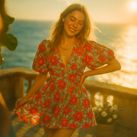 Daisy Puff Sleeve Floral Dress