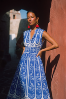 Blue Sleeveless Midi Dress