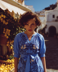 Blue Floral Midi Dress