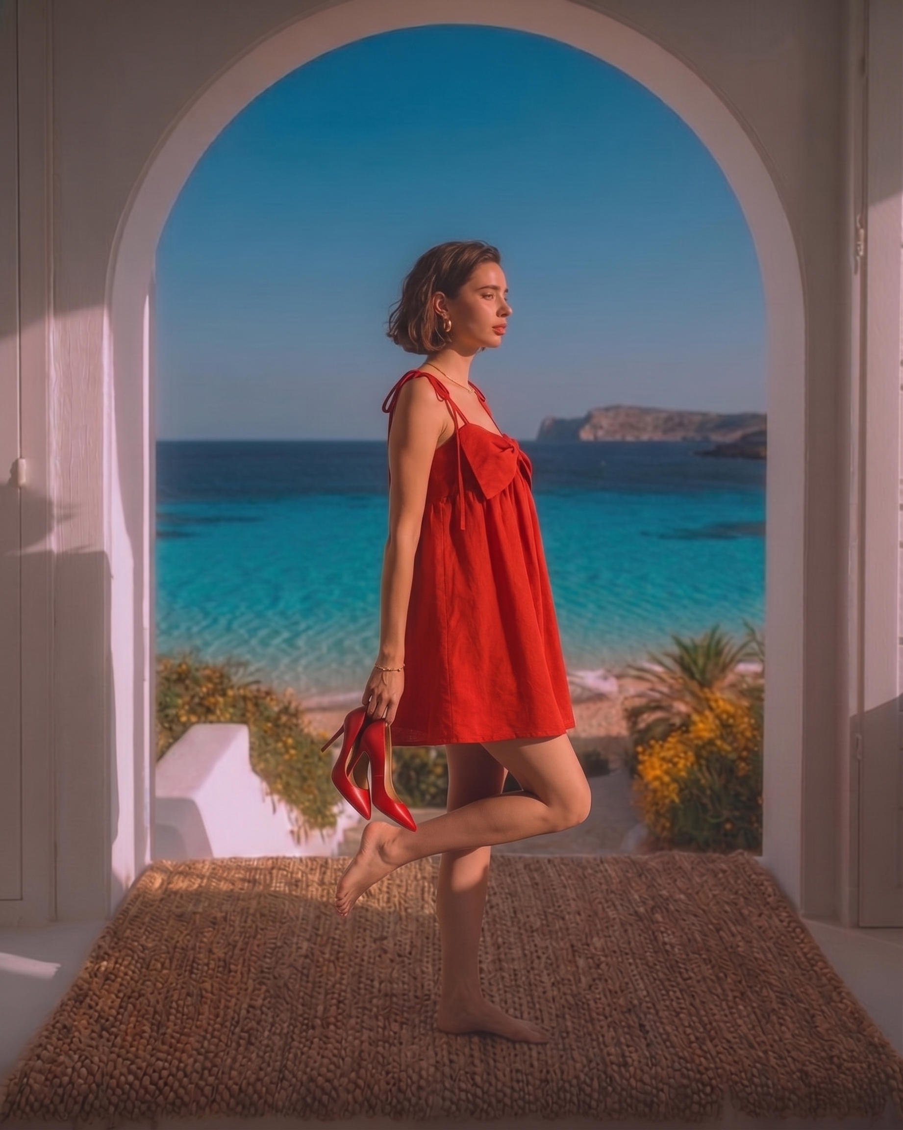 Red Ribbon Sleeveless Mini Dress