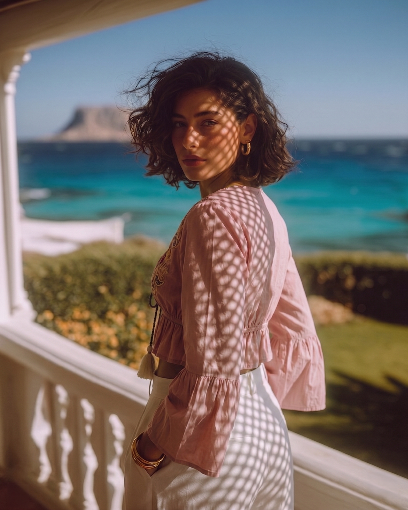 Blush Pink Floral Embroidered Crop