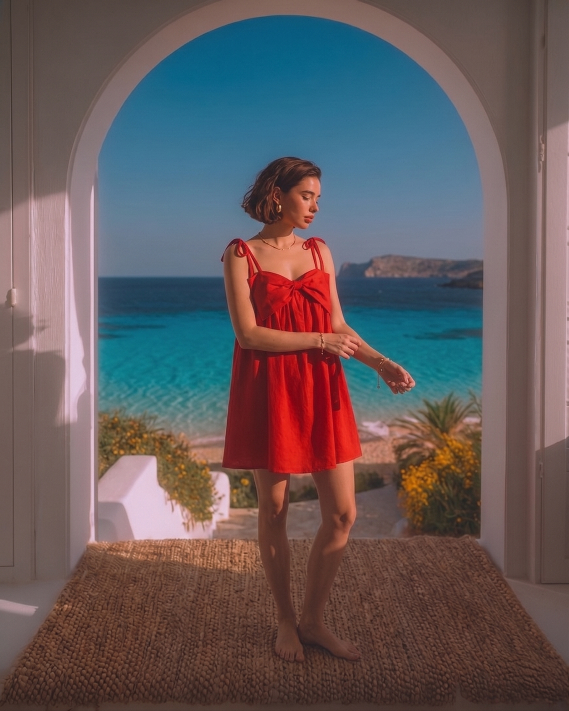 Red Ribbon Sleeveless Mini Dress