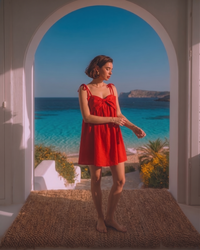 Red Ribbon Sleeveless Mini Dress