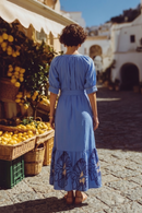 Blue Floral Midi Dress