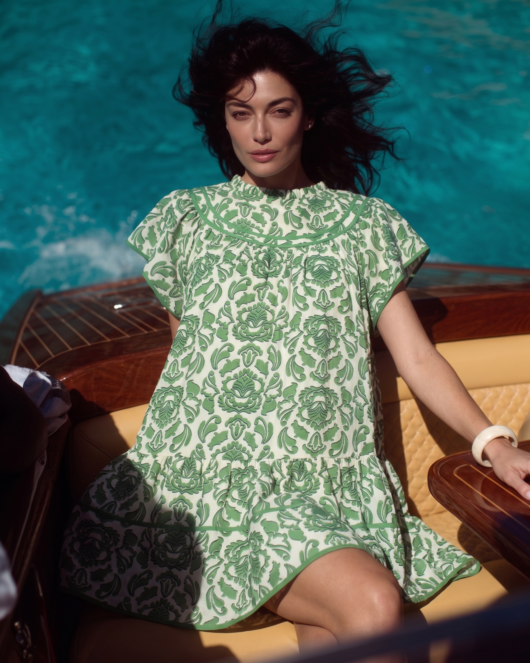 Green Abstract Print Dress