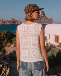 Lace Trim Floral V-Neck Vest