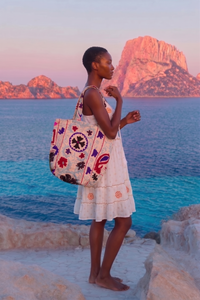 Bolso tote Suzani de color caléndula