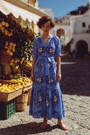 Blue Floral Midi Dress