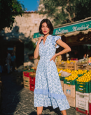Floral Hydrangea Ruffle Flutter Sleeve Dress