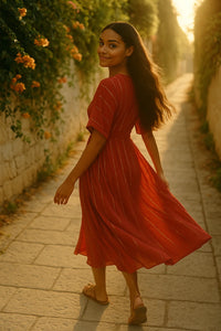 Scarlet Striped Sequin Midi Dress