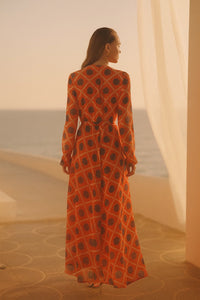 Sun Print Chiffon Dress